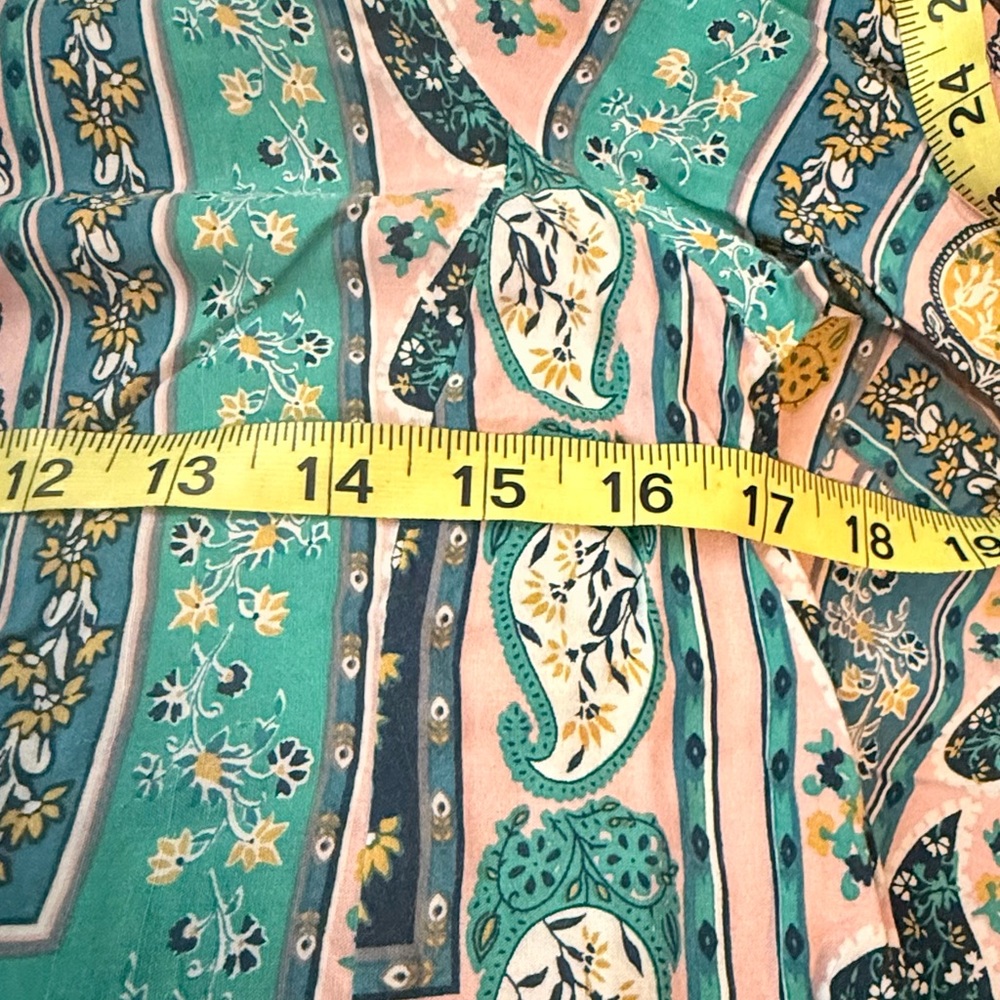 Umgee Boho Dress Size Small Bell Sleeve Paisley PocketsTassel Tie Back Beach - Picture 11 of 15